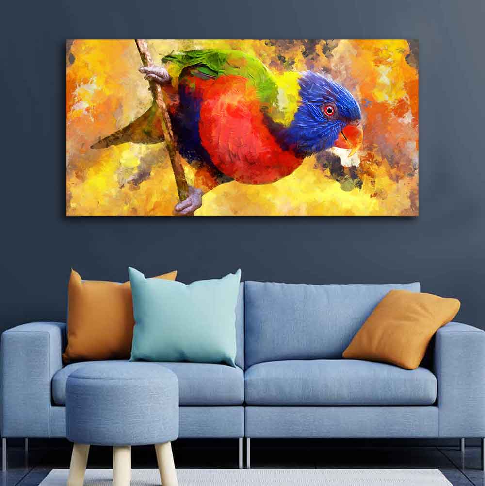 Colorful Parrot Abstract Art Wall Painting Decor Mantra