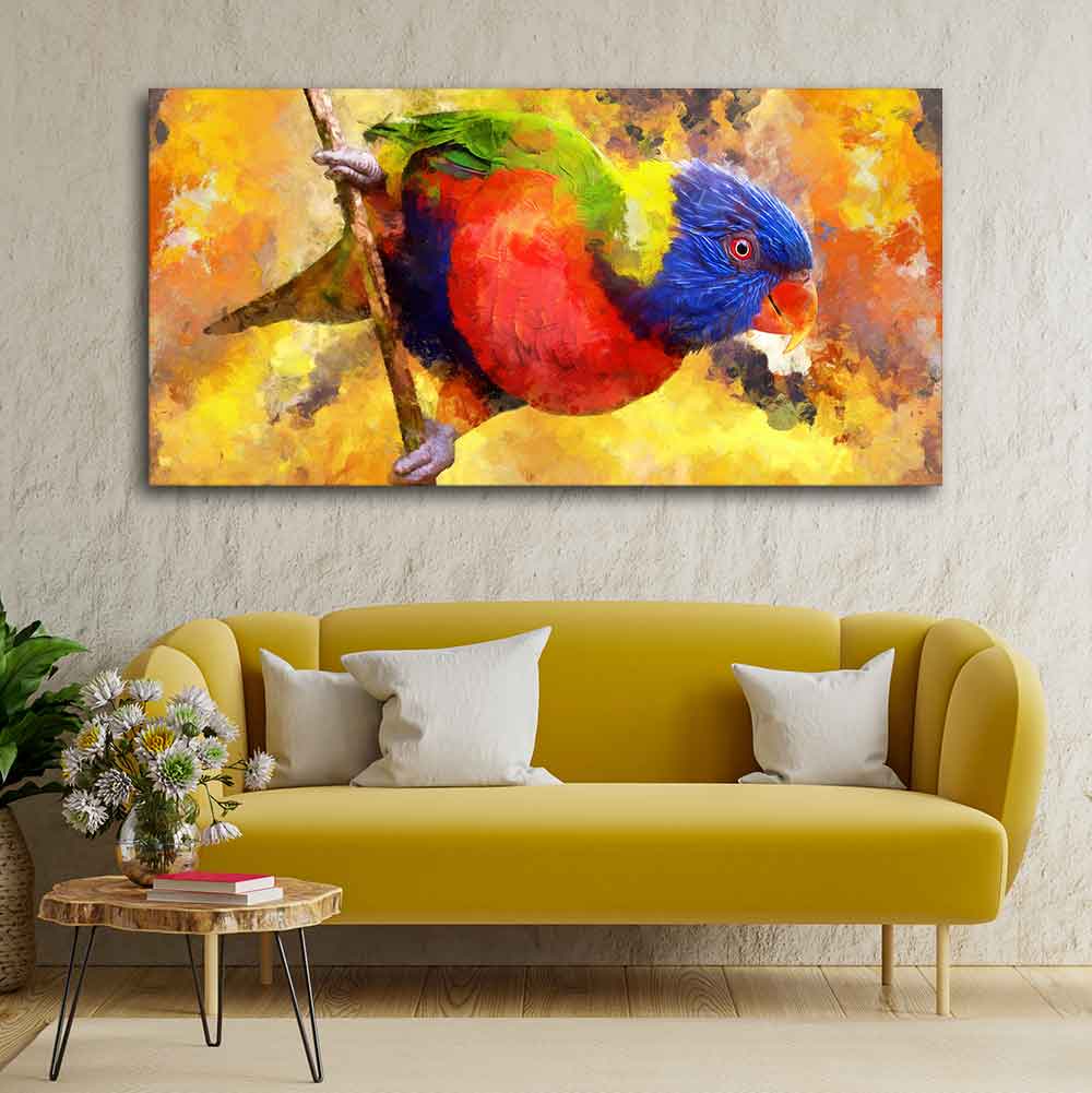 Colorful Parrot Abstract Art Wall Painting Decor Mantra