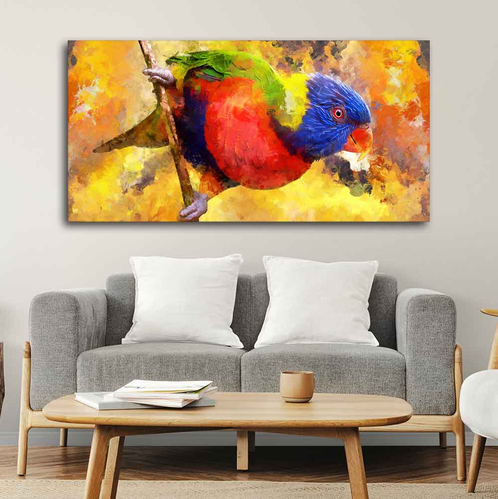 Colorful Parrot Abstract Art Wall Painting Decor Mantra