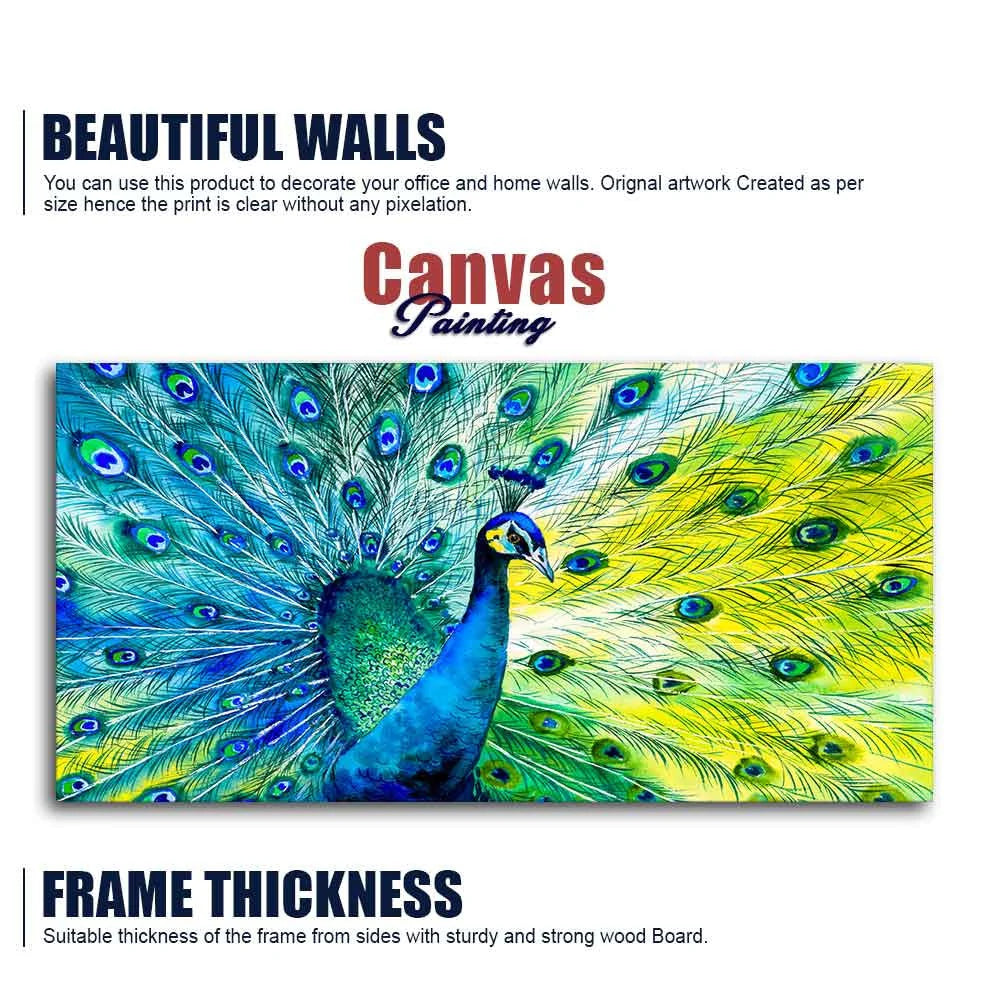Colorful Peacock Canvas Wall Painting Decor Mantra