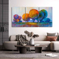 Colorful Round Trees Canvas Wall Painting of 3 Pieces DECORMANTRA