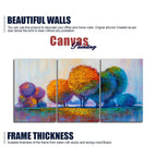 Colorful Round Trees Canvas Wall Painting of 3 Pieces DECORMANTRA