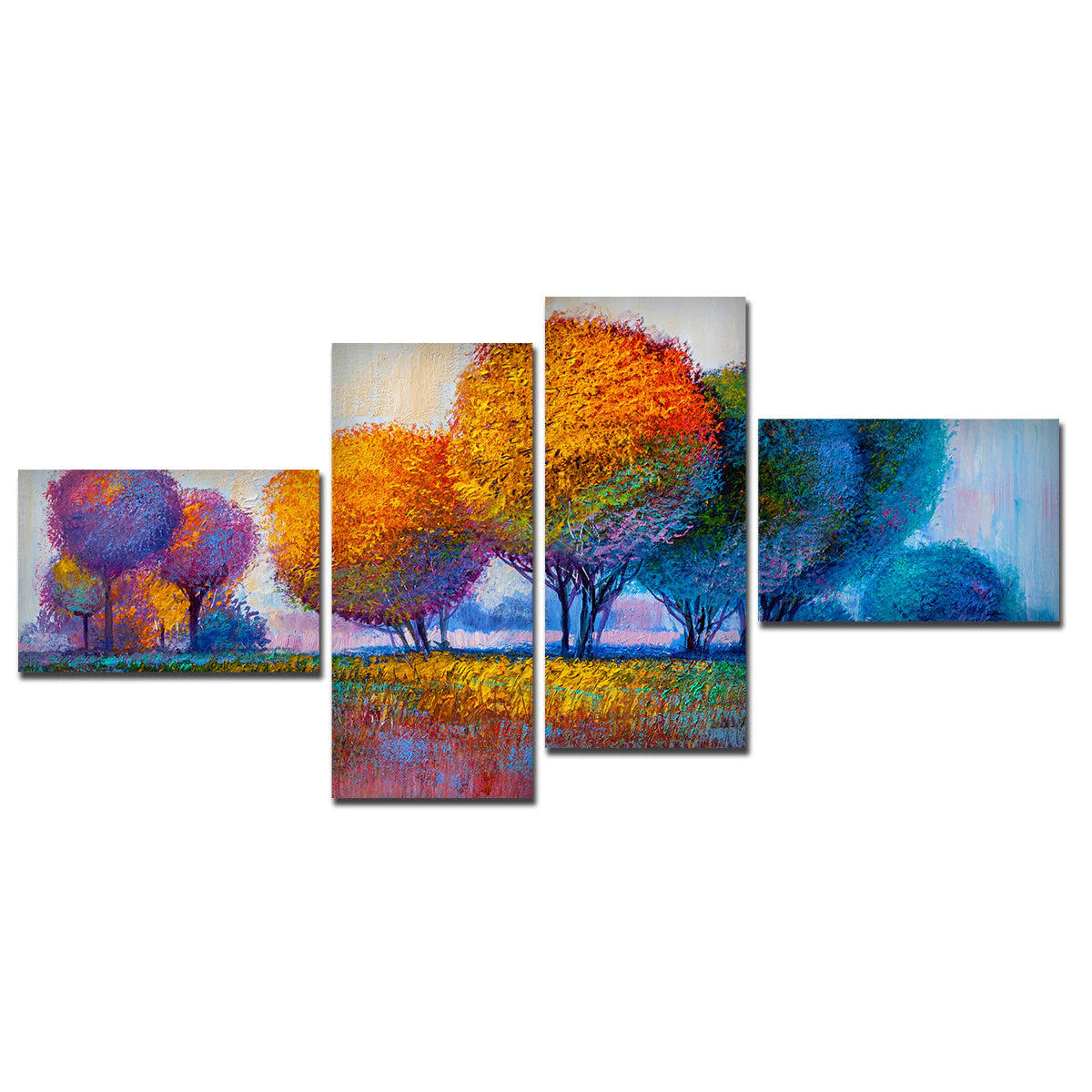 Colorful Trees Premium Canvas Bedroom Wall Painting DECORMANTRA