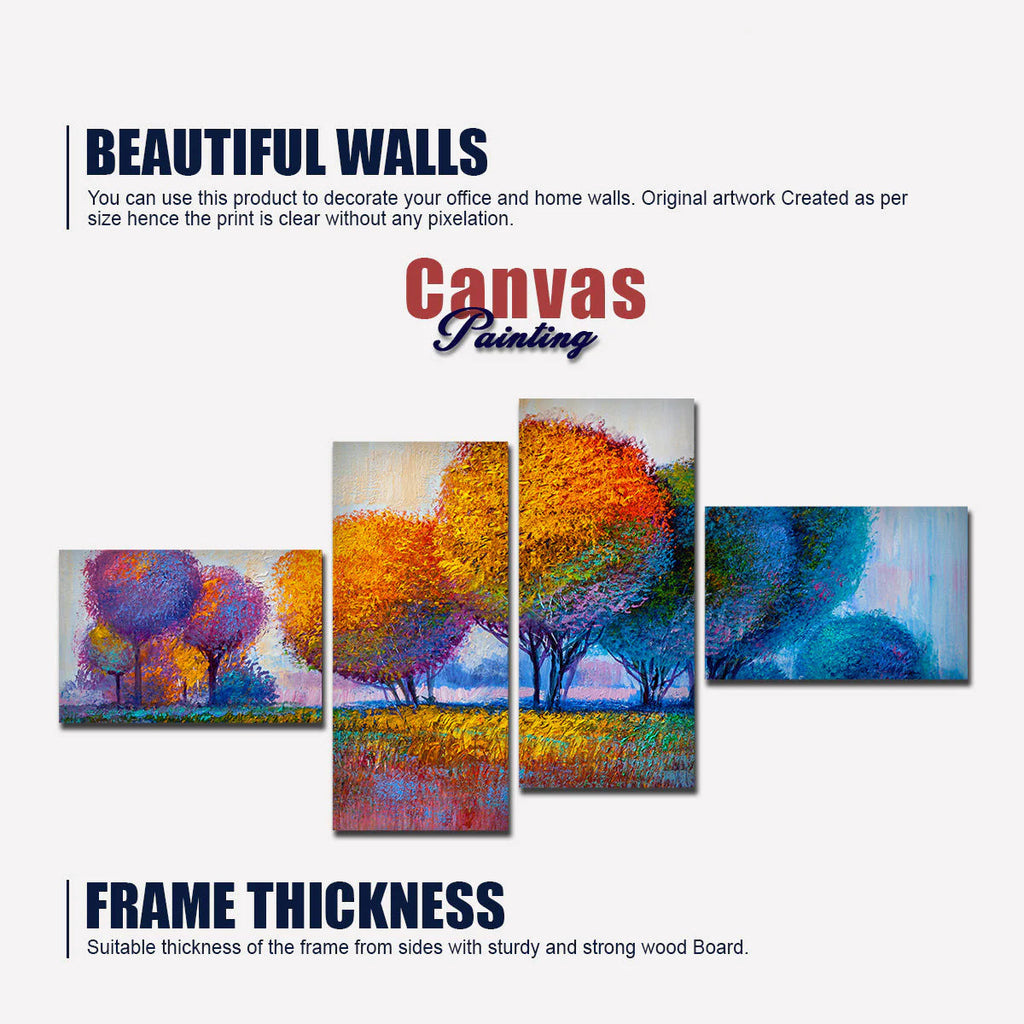 Colorful Trees Premium Canvas Bedroom Wall Painting DECORMANTRA