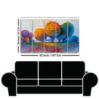 Colorful Trees Premium Canvas Wall Painting of Five Pieces DECORMANTRA
