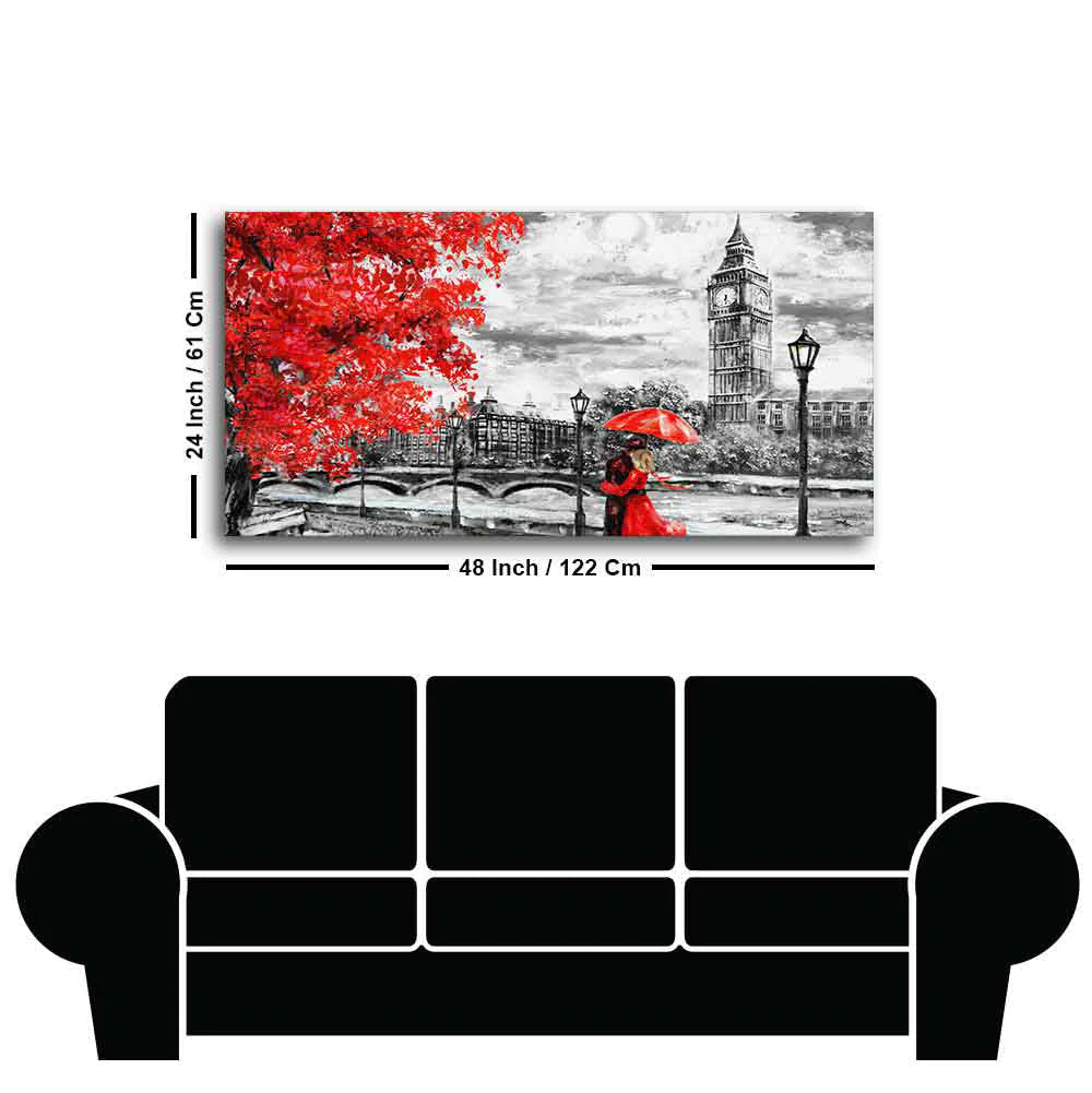 Couple in London Premium Wall Painting DECORMANTRA