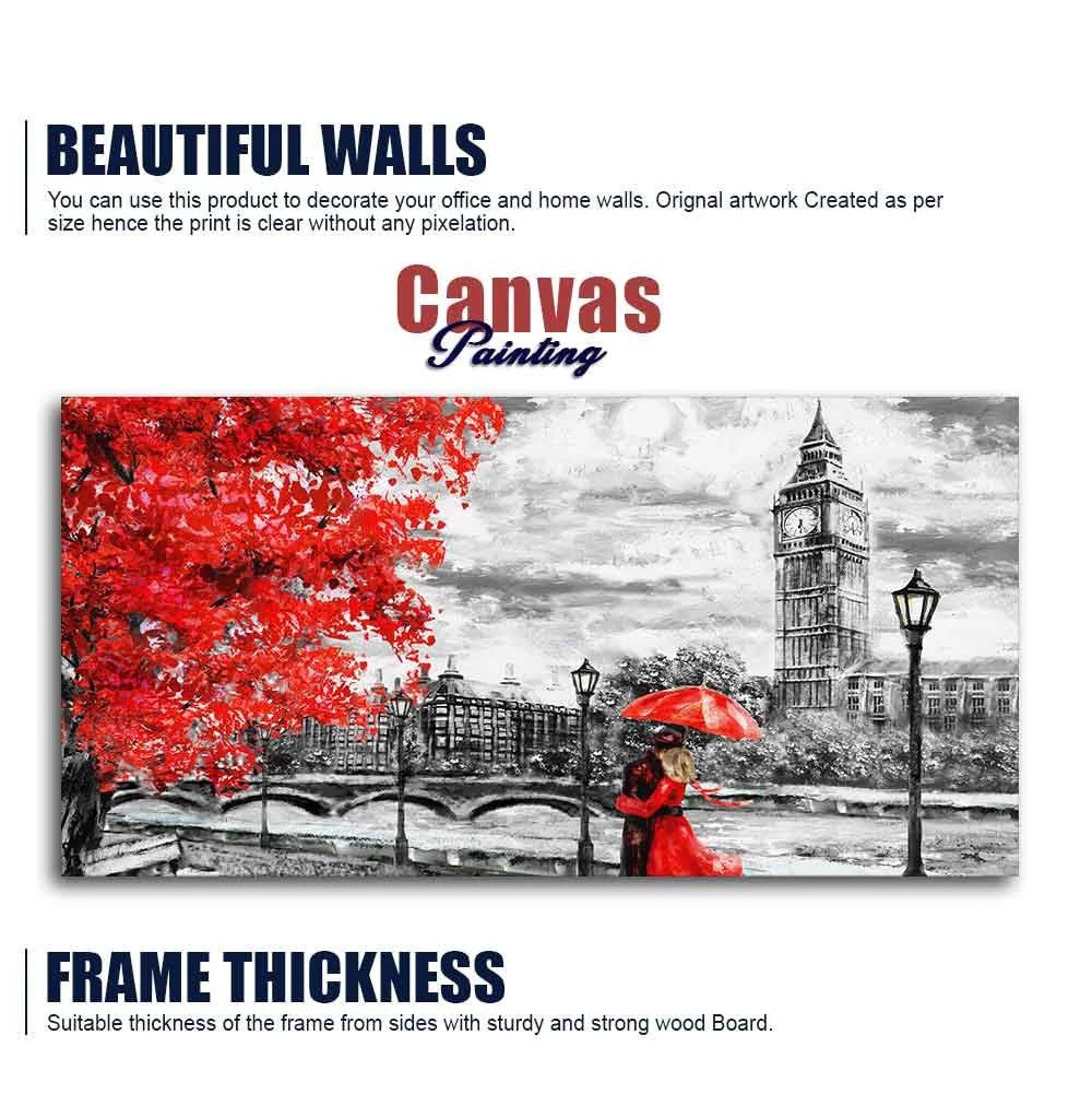 Couple in London Premium Wall Painting DECORMANTRA