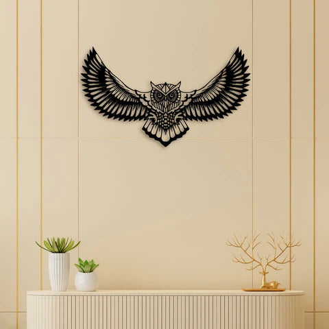 Flying Owl Metal Wall Art Decor Mantra