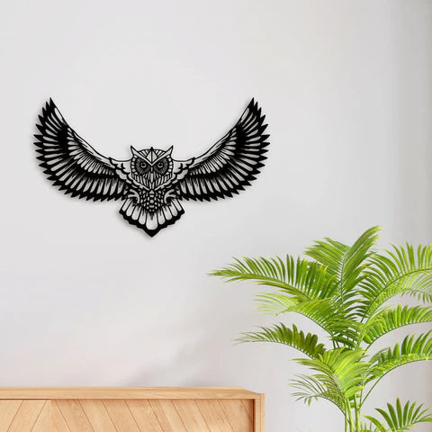Flying Owl Metal Wall Art Decor Mantra