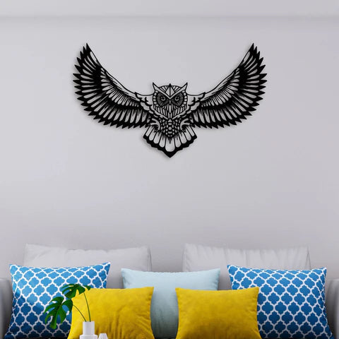 Flying Owl Metal Wall Art Decor Mantra