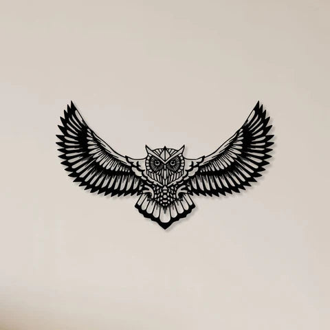 Flying Owl Metal Wall Art Decor Mantra