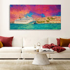 Cruise Ship at Harbour Premium Wall Painting DECORMANTRA