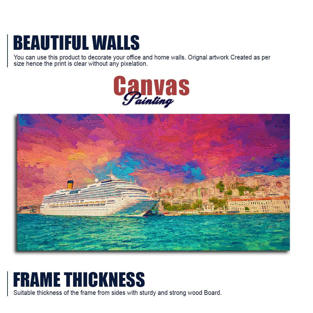 Cruise Ship at Harbour Premium Wall Painting DECORMANTRA