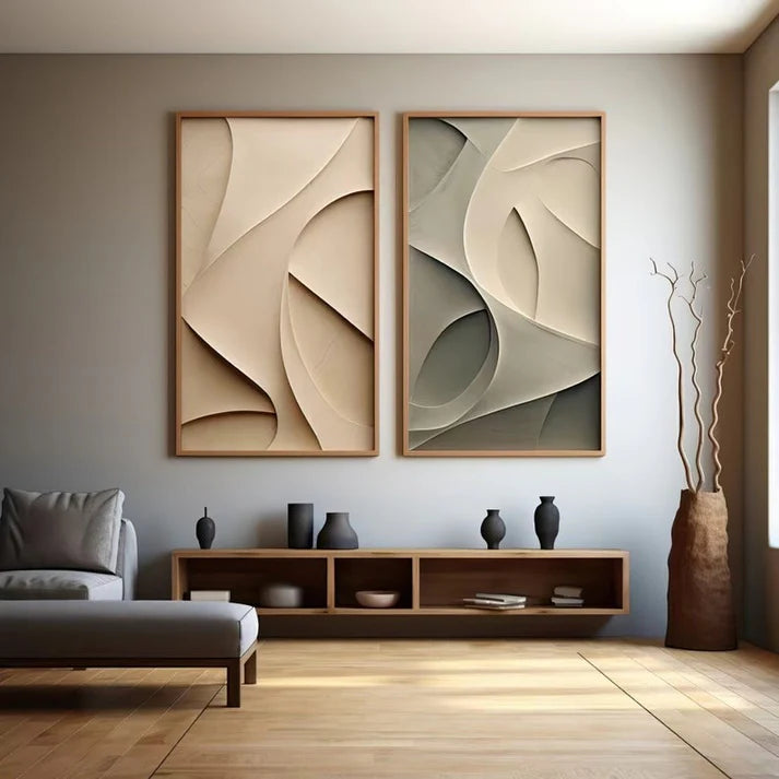 Curved Geometry Soft Form Sculpted Frames 3D Wall Art Home Decor