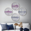 Urban Dreamscapes: Cityscape collage Artistry porcelain plate Set of 4 - Harshita Craft