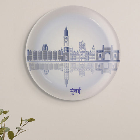 Urban Dreamscapes: Cityscape collage Artistry porcelain plate Set of 4