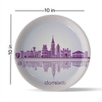 Urban Dreamscapes: Cityscape collage Artistry porcelain plate Set of 4 - Harshita Craft