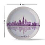 Urban Dreamscapes: Cityscape collage Artistry porcelain plate Set of 4 - Harshita Craft
