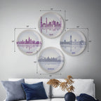 Urban Dreamscapes: Cityscape collage Artistry porcelain plate Set of 4 - Harshita Craft
