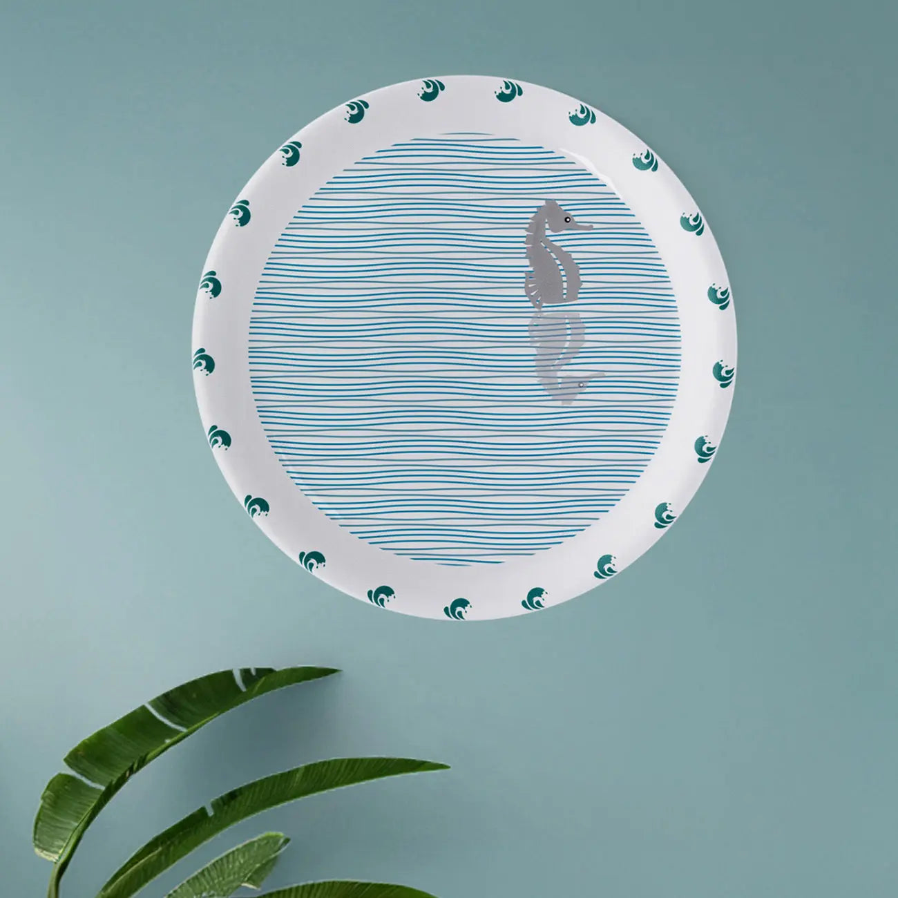 Sea-Inspired sea horse Abstract Art Collection Porcelain Wall Plate - Harshita Craft
