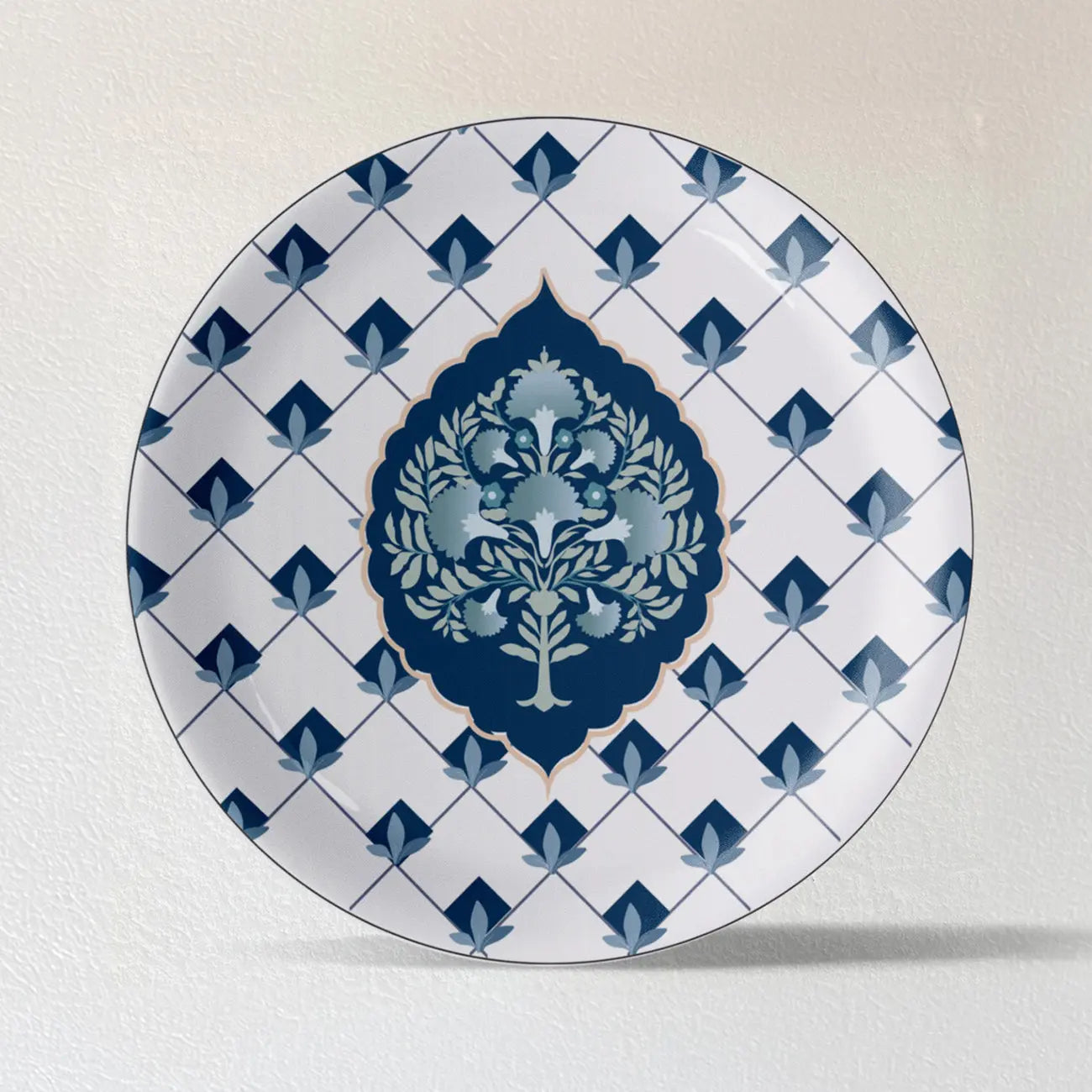 Elegant Blue and White Plate Blue Pottery Inspired plate - Harshita Craft