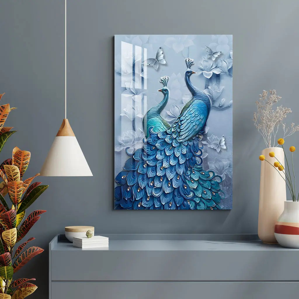Loving Peacock Pair Acrylic Wall Art DECORMANTRA