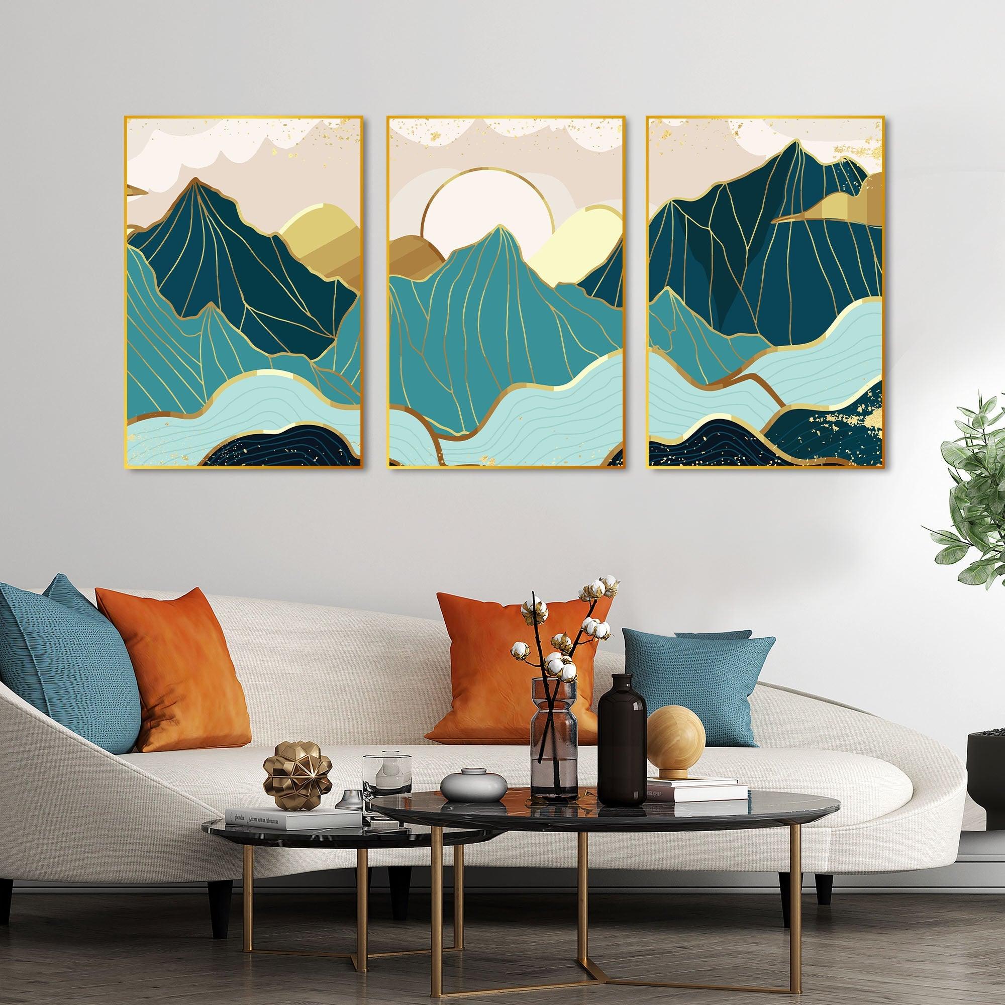 Sunrise Abstract Floating Canvas Wall Painting Set of Three - Decor Mantra 