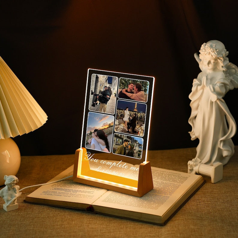 Personalized Photo Night Light Plaque,Couple Photo Lamp,Custom Acrylic Frame,Bedroom Decor,Custom Led Night Light,Gift for Her Him Friends