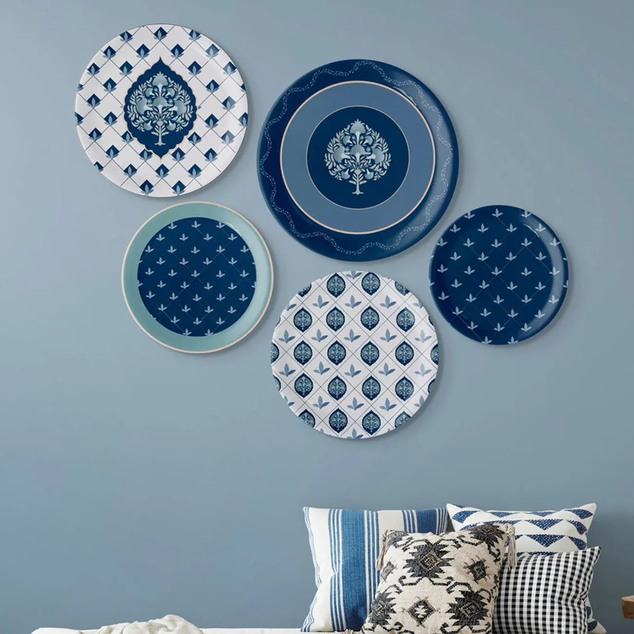Elegant Blue and White Plate Blue Pottery Inspired plate - Harshita Craft