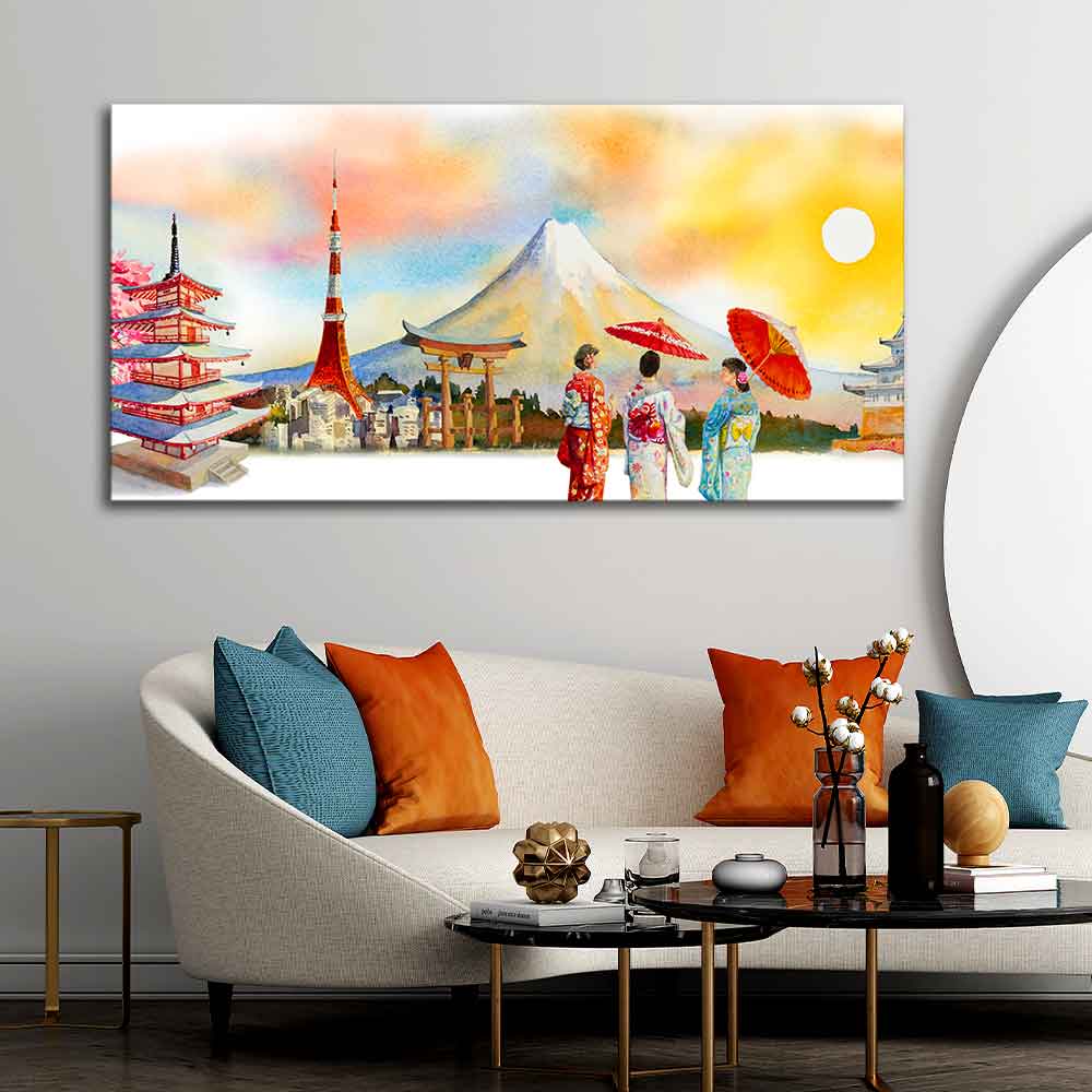 Famous Places of Japan Canvas Wall Painting Decor Mantra