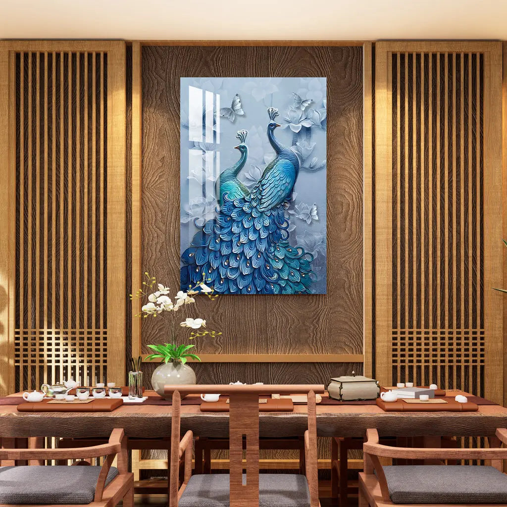 Loving Peacock Pair Acrylic Wall Art DECORMANTRA