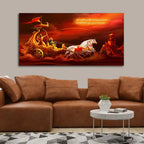 Krishna and Arjuna at Battlefield of Mahabharata Canvas Wall Painting HarshitaCraft