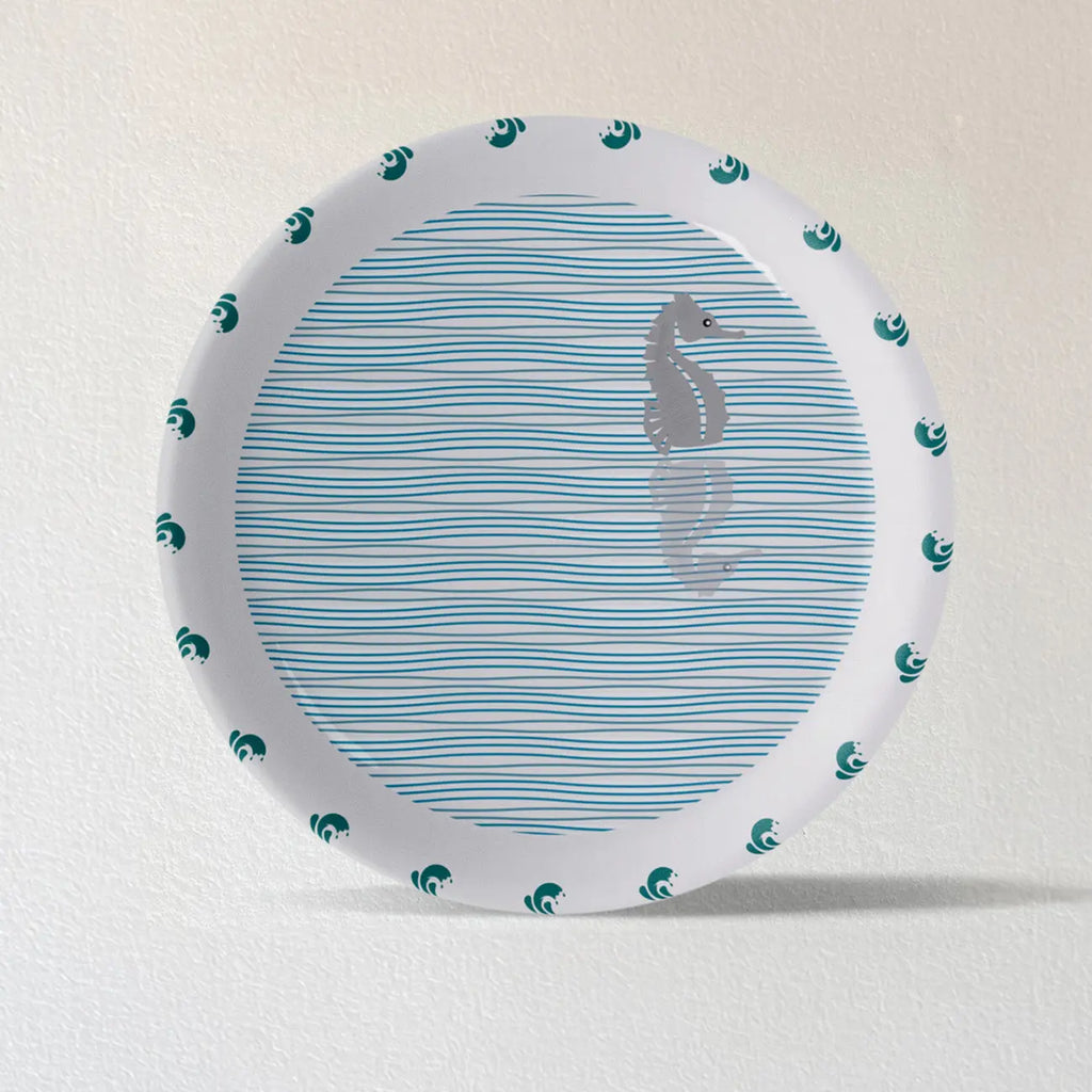 Sea-Inspired sea horse Abstract Art Collection Porcelain Wall Plate - Harshita Craft