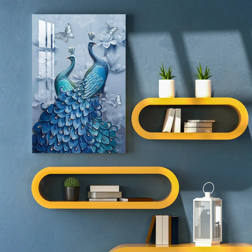 Loving Peacock Pair Acrylic Wall Art DECORMANTRA