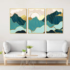 Sunrise Abstract Floating Canvas Wall Painting Set of Three - Decor Mantra 