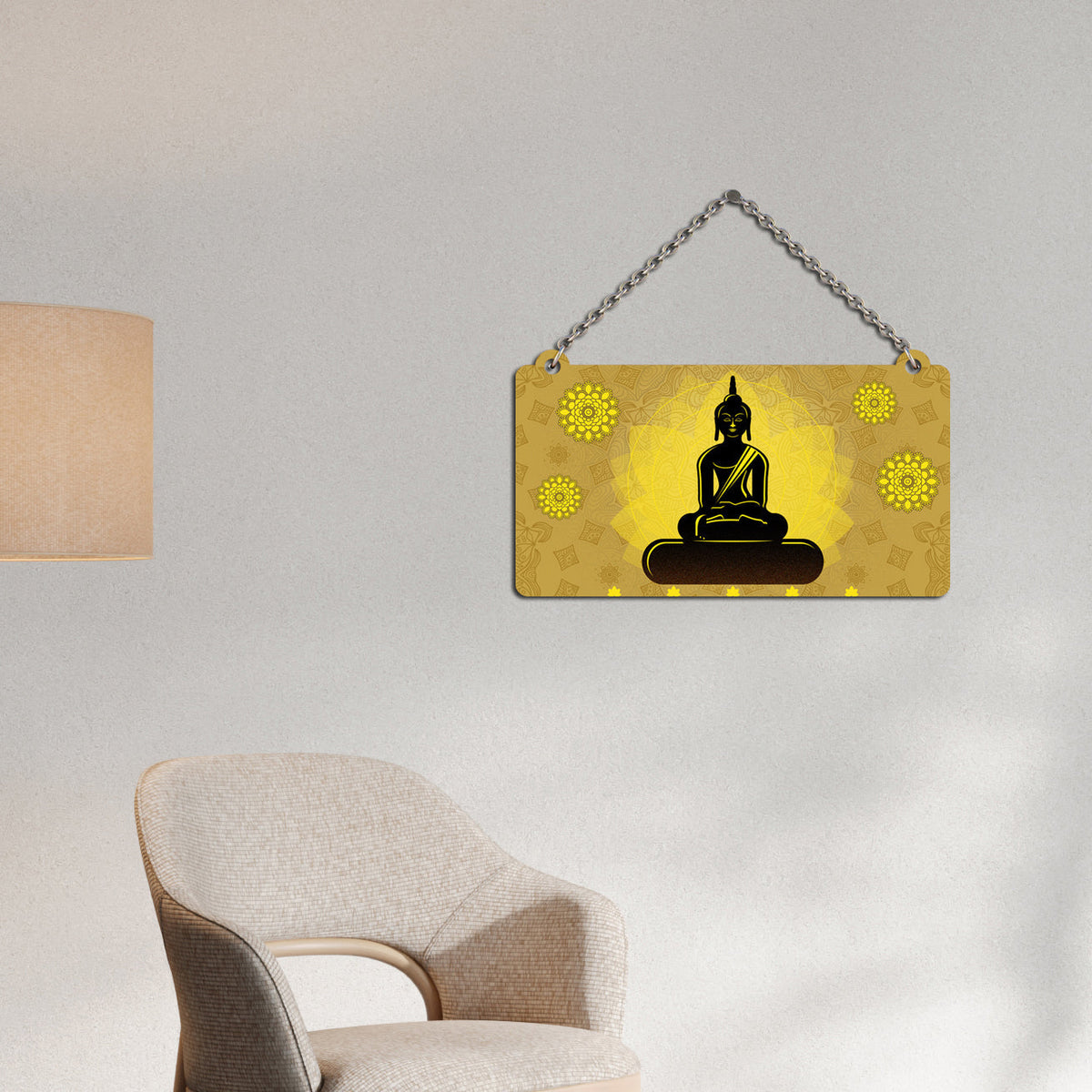 Lord Buddha Floral Decorative Wooden Wall Hanging for House