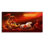 Krishna and Arjuna at Battlefield of Mahabharata Canvas Wall Painting HarshitaCraft