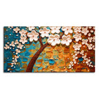Beautiful Floral Tree Art with White Flower Premium Canvas Wall Painting - Harshita Craft