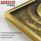 Golden 3D Pattern Acrylic Floating Wall Painting Set of 2 - Decor Mantra 