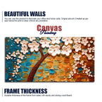 Beautiful Floral Tree Art with White Flower Premium Canvas Wall Painting - Harshita Craft