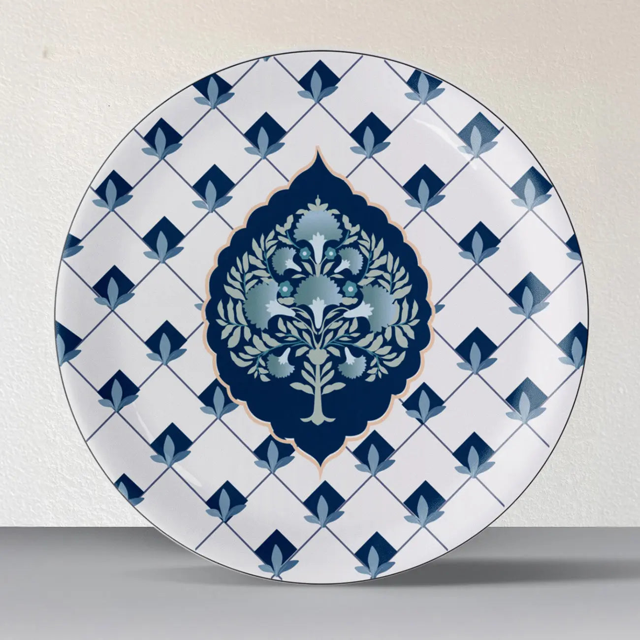 Elegant Blue and White Plate Blue Pottery Inspired plate - Harshita Craft