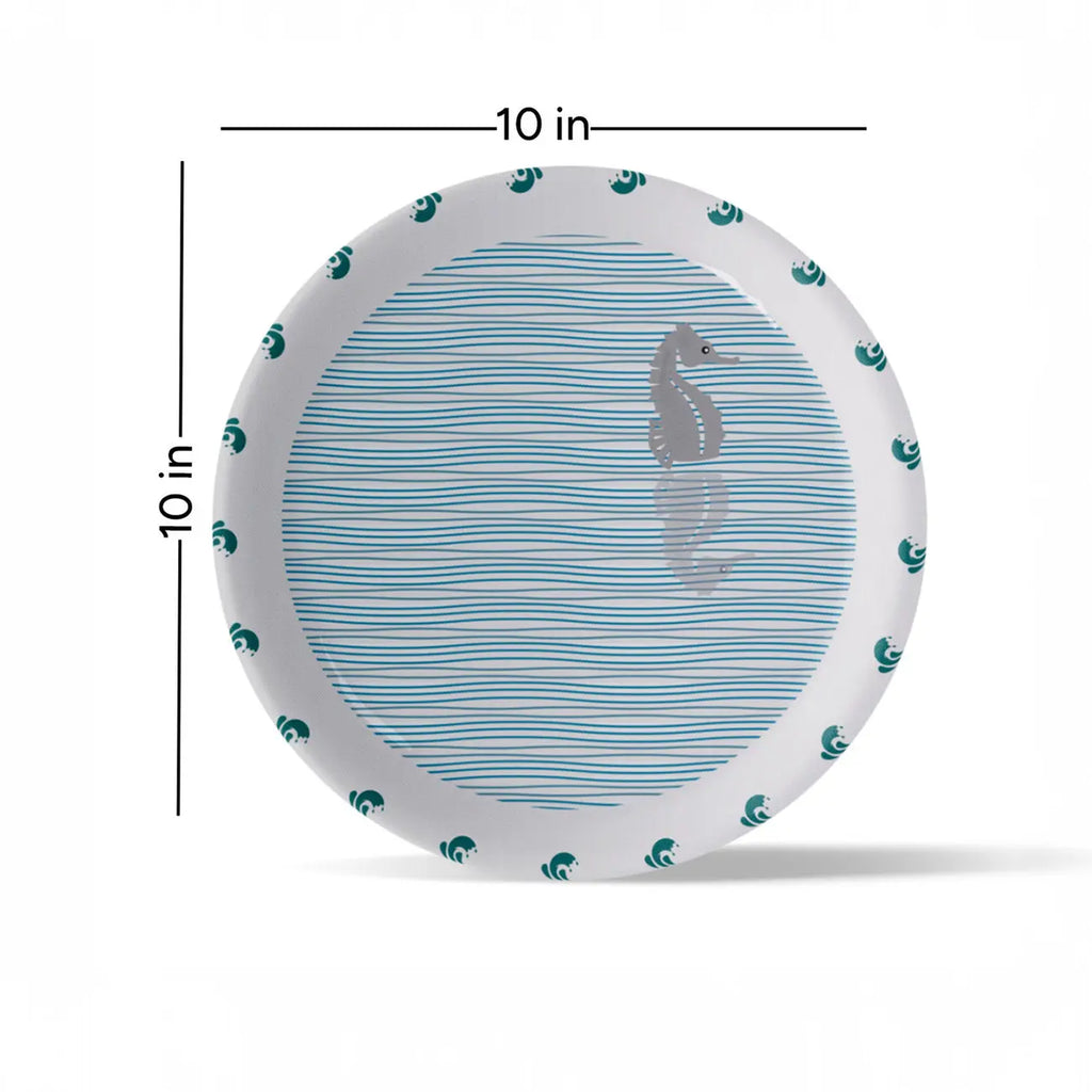 Sea-Inspired sea horse Abstract Art Collection Porcelain Wall Plate - Harshita Craft