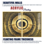 Golden 3D Pattern Acrylic Floating Wall Painting Set of 2 - Decor Mantra 