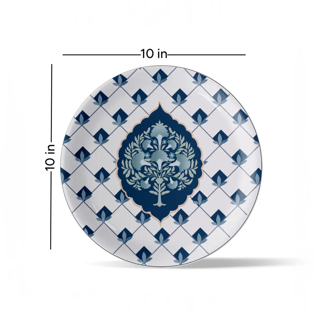 Elegant Blue and White Plate Blue Pottery Inspired plate - Harshita Craft