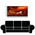 Krishna and Arjuna at Battlefield of Mahabharata Canvas Wall Painting HarshitaCraft