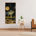 Dark Moon Light with Golden Birds Premium Canvas Wall Painting Decor Mantra