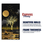 Dark Moon Light with Golden Birds Premium Canvas Wall Painting Decor Mantra