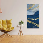 Dark Mountains and Golden Pattern Premium Canvas Wall Painting DECORMANTRA