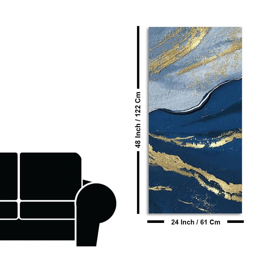 Dark Mountains and Golden Pattern Premium Canvas Wall Painting DECORMANTRA