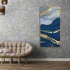 Dark Mountains and Golden Pattern Premium Canvas Wall Painting DECORMANTRA